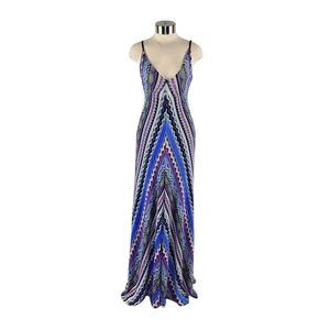 Cache Women's Knit Y2K Multicolor V-Neck Stretchy Summer Maxi Dress Size S